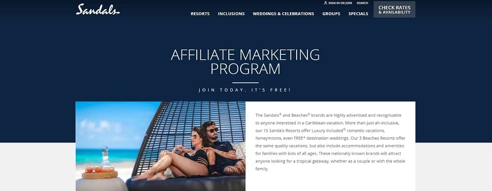 Sandals: best affiliate programs for beginners