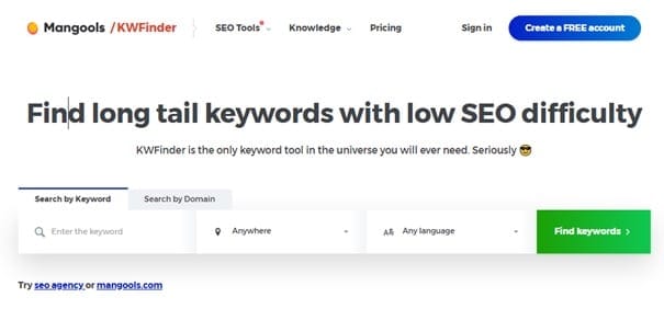 KWFinder an SEO Agency Software