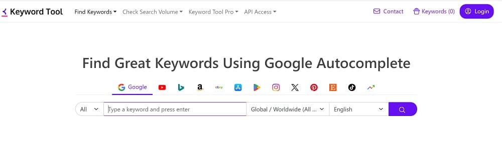 KeywordTool as YouTube SEO checker